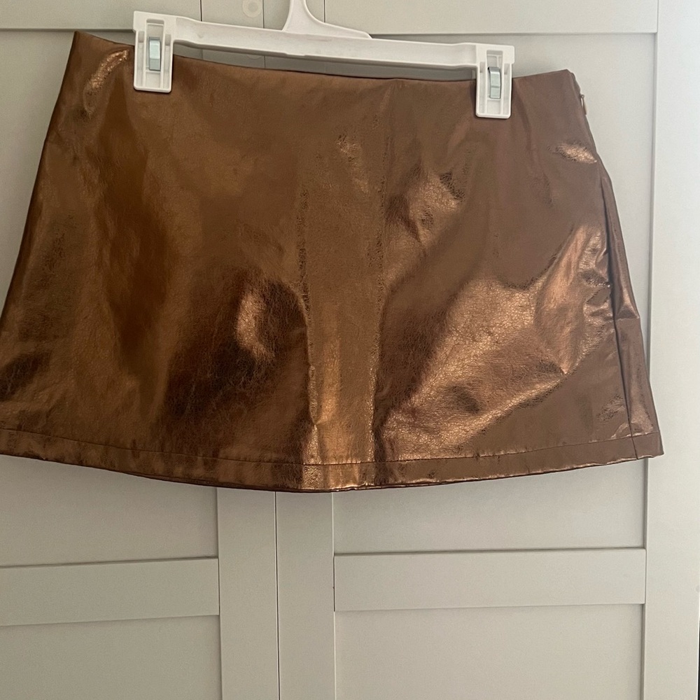 Metallic Bronze Mini Skirt
